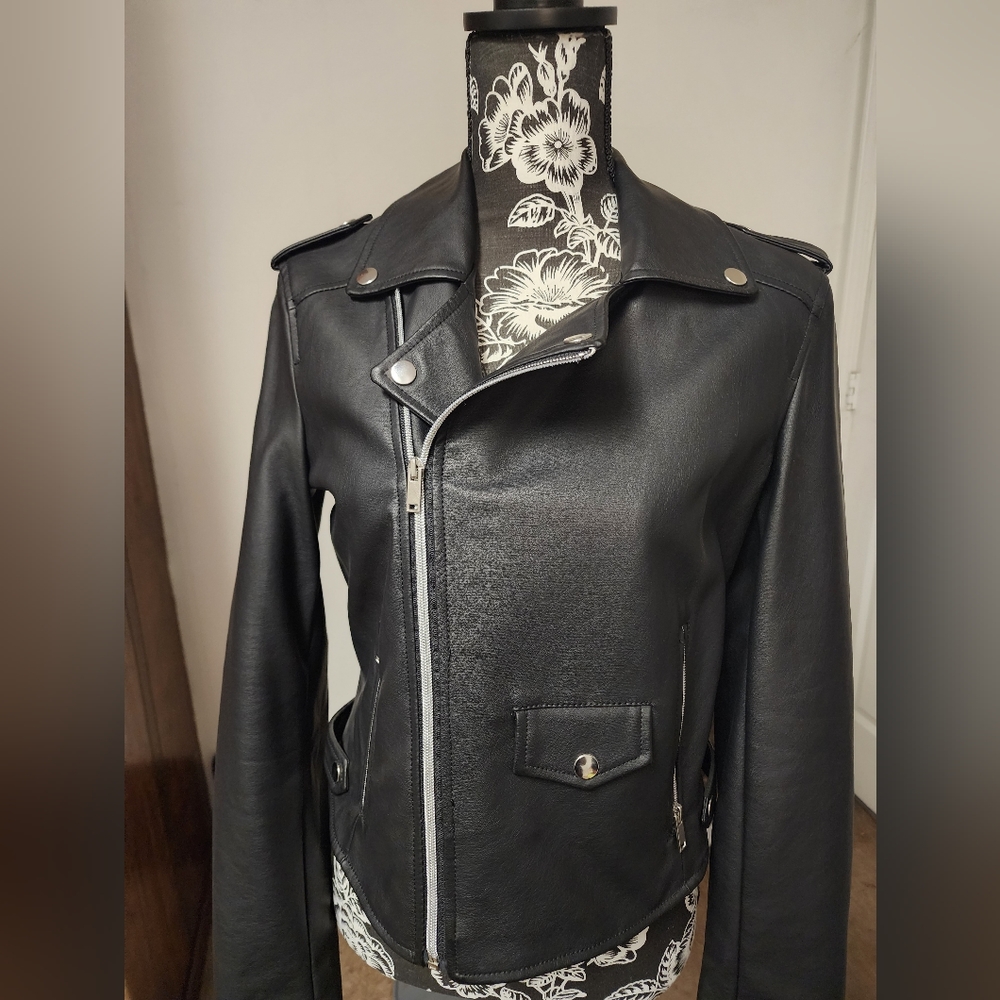 CoffeShop Vegan Leather Moto Jacket